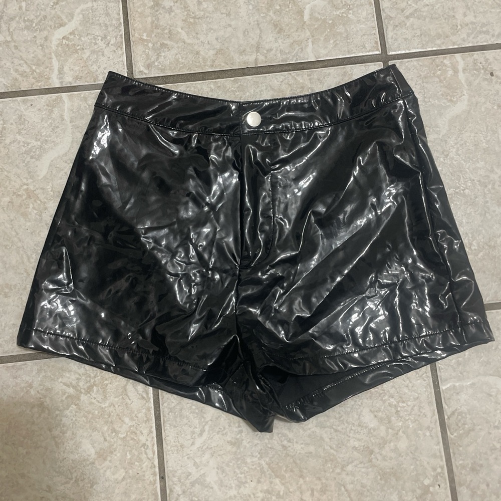 Black Women's Vinyl Shiny Shorts